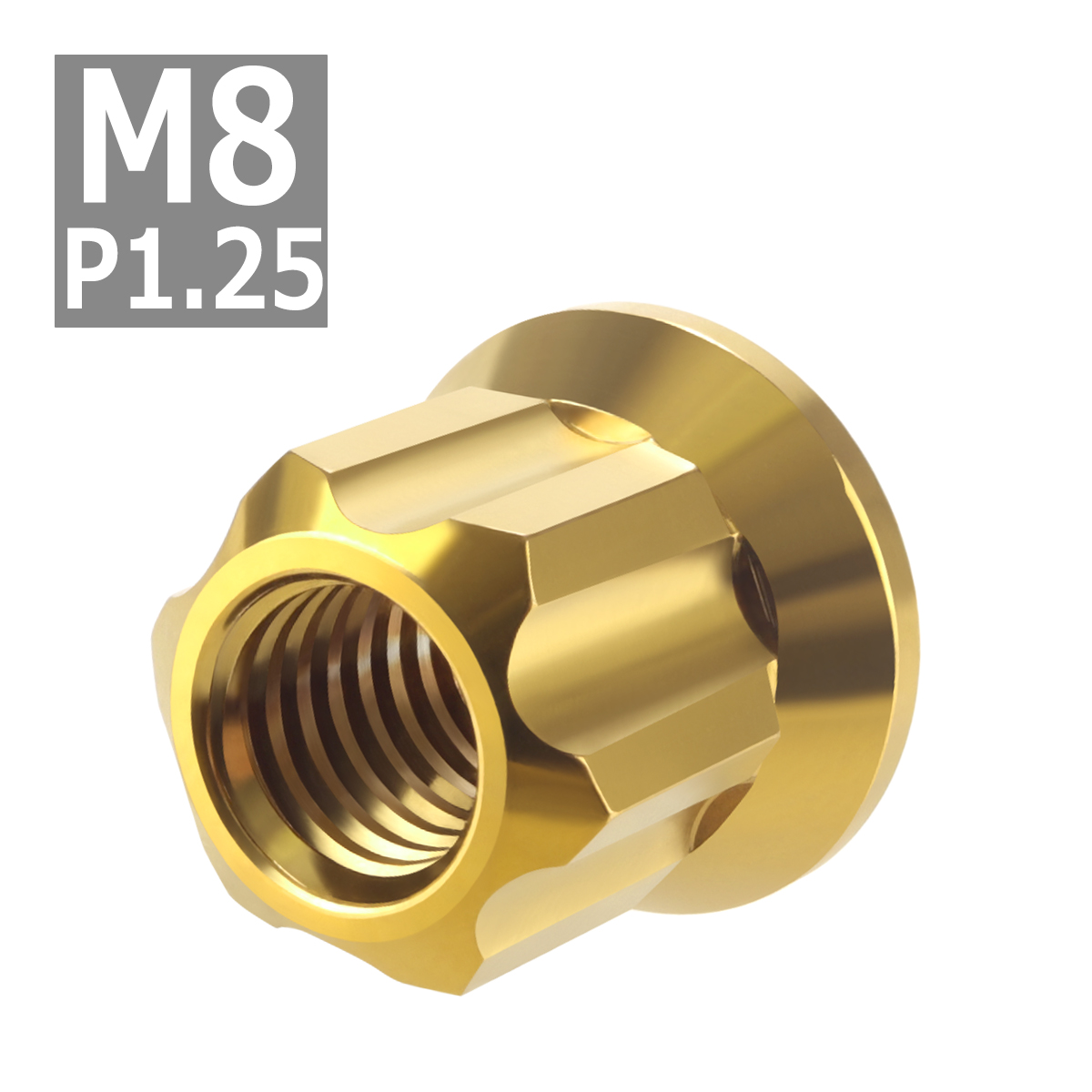 フランジ ロングナット M8 P1.25 スターカット デザイン ステンレス ゴールドカラー 1個 TF0059 | ブランド登録なし | 03