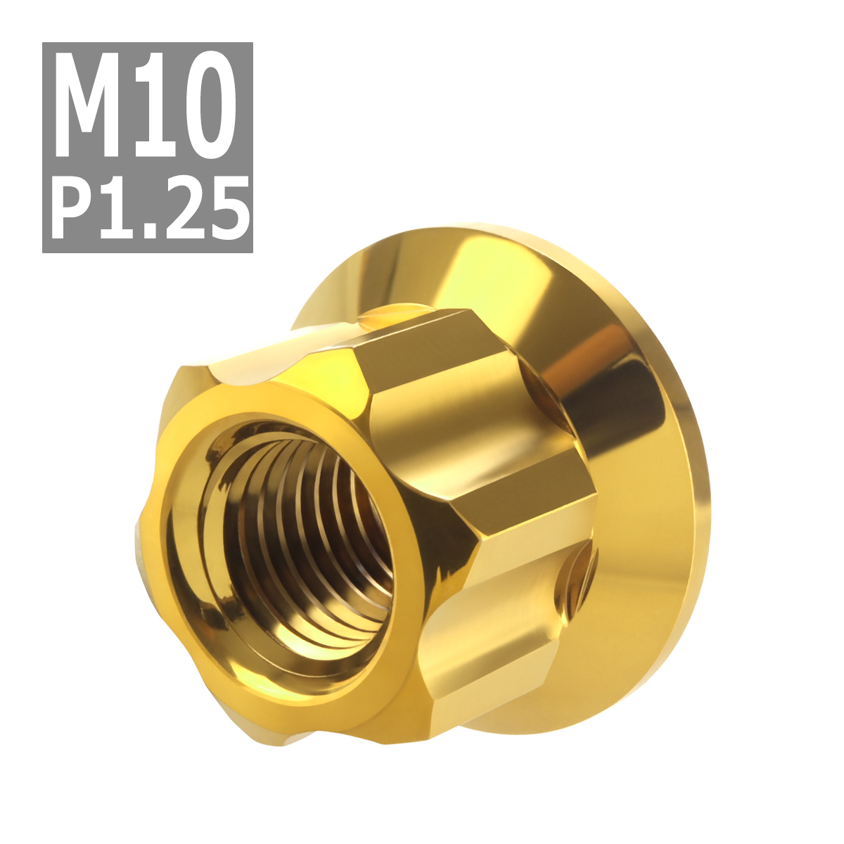 フランジ ロングナット M10 P1.25 スターカット デザイン ステンレス ゴールドカラー 1個 TF0060 | ブランド登録なし | 03