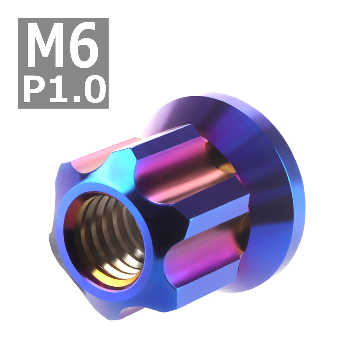 フランジ ロングナット M6 P1.0 スターカット デザイン ステンレス 焼きチタンカラー 1個 TF0064 | ブランド登録なし | 03