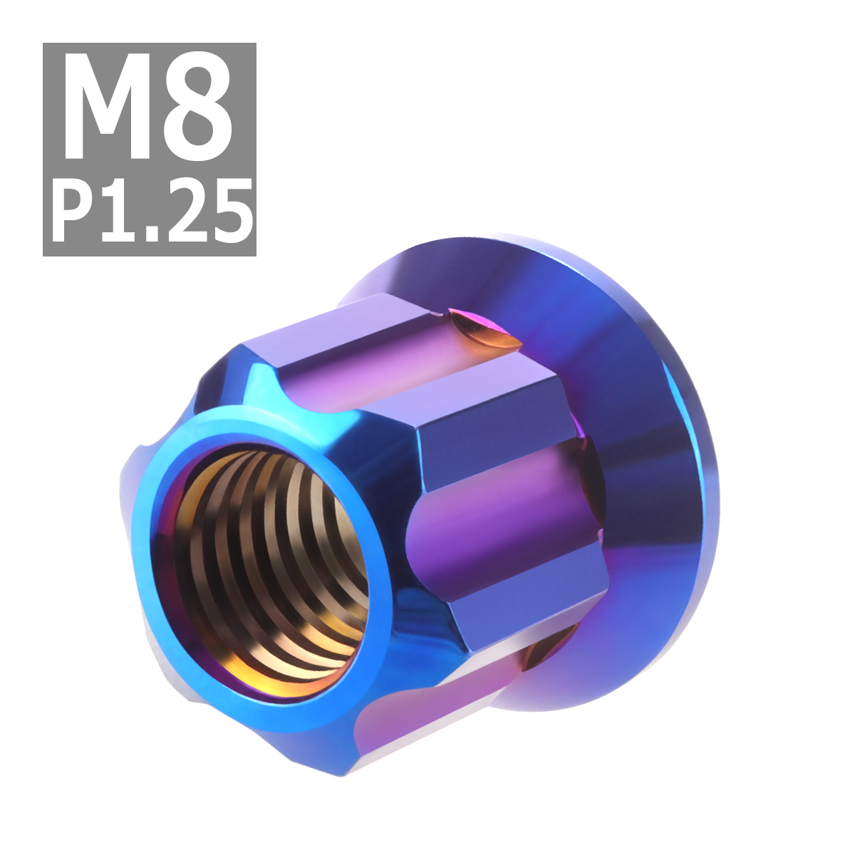 フランジ ロングナット M8 P1.25 スターカット デザイン ステンレス 焼きチタンカラー 1個 TF0065 | ブランド登録なし | 03