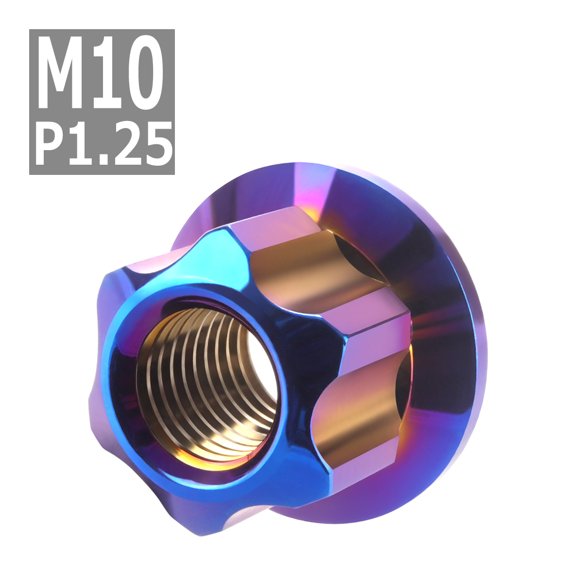 フランジ ロングナット M10 P1.25 スターカット デザイン ステンレス 焼きチタンカラー 1個 TF0066 | ブランド登録なし | 03