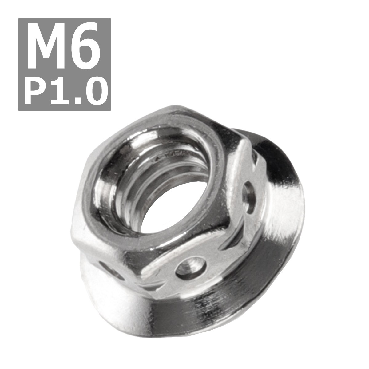 フランジナット M6 P1.0 サイドホール ステンレス シルバー 1個 TF0088 | ブランド登録なし