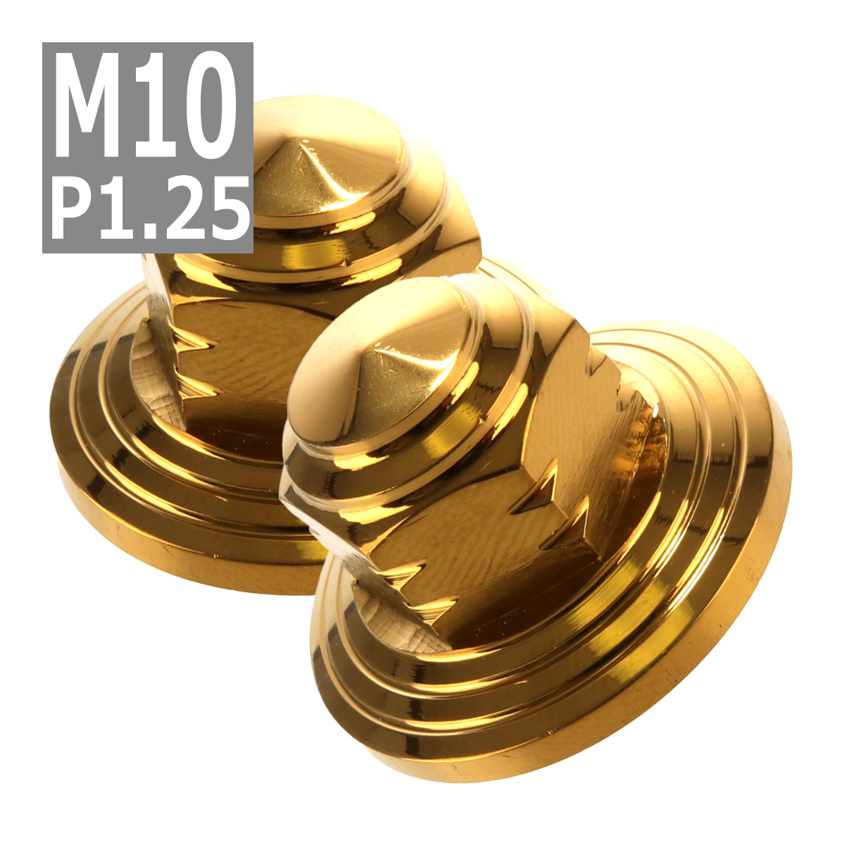 2個セット マフラー フランジナット M10 P1.25 ステップドーム 外径28mm ステンレス ゴールド TF0155 | ブランド登録なし