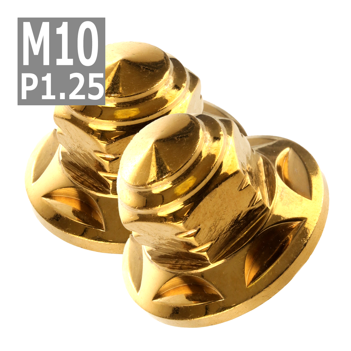 2個セット マフラー フランジナット M10 P1.25 スタードーム 外径28mm ステンレス ゴールド TF0158 | ブランド登録なし