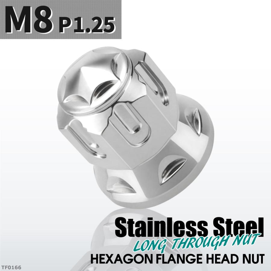 ドーム型 フランジナット M8 P1.25 スターカット デザイン ステンレス シルバーカラー 1個 TF0166 | ブランド登録なし