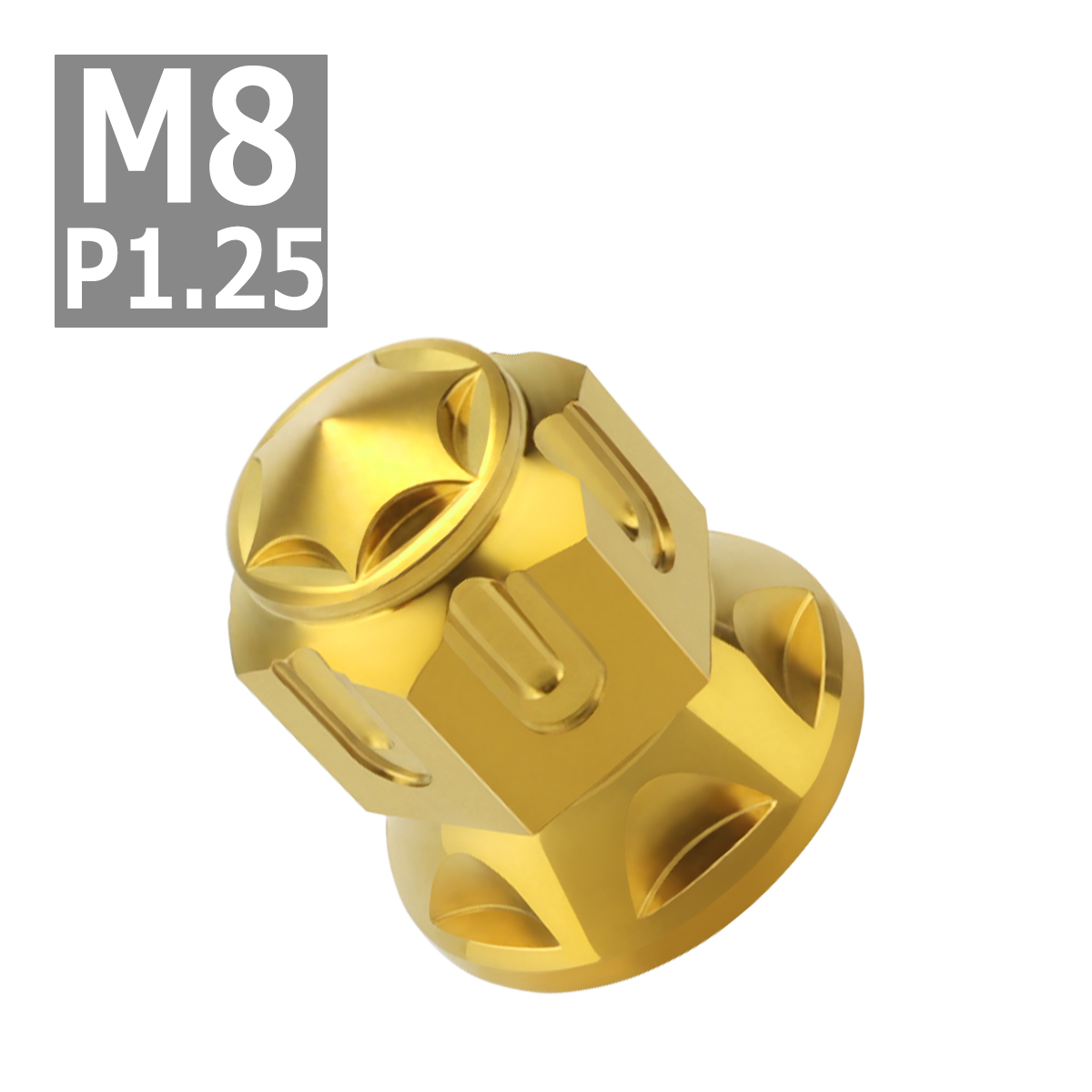 ドーム型 フランジナット M8 P1.25 スターカット デザイン ステンレス ゴールドカラー 1個 TF0168 | ブランド登録なし | 03