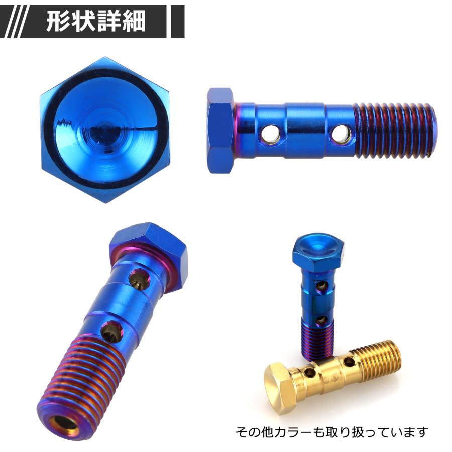 バンジョーボルト ダブル M10 P1.25 ステンレス製 ヘキサゴンヘッド 焼きチタンカラー 1個 TH0202 | ブランド登録なし | 02