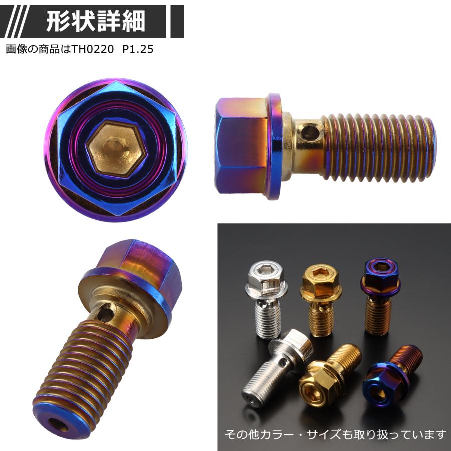 バンジョーボルト シングル M10 P1.0 ステンレス製 ヘキサゴンヘッド 六角穴付き 焼きチタンカラー 1個 TH0219 | ブランド登録なし | 02