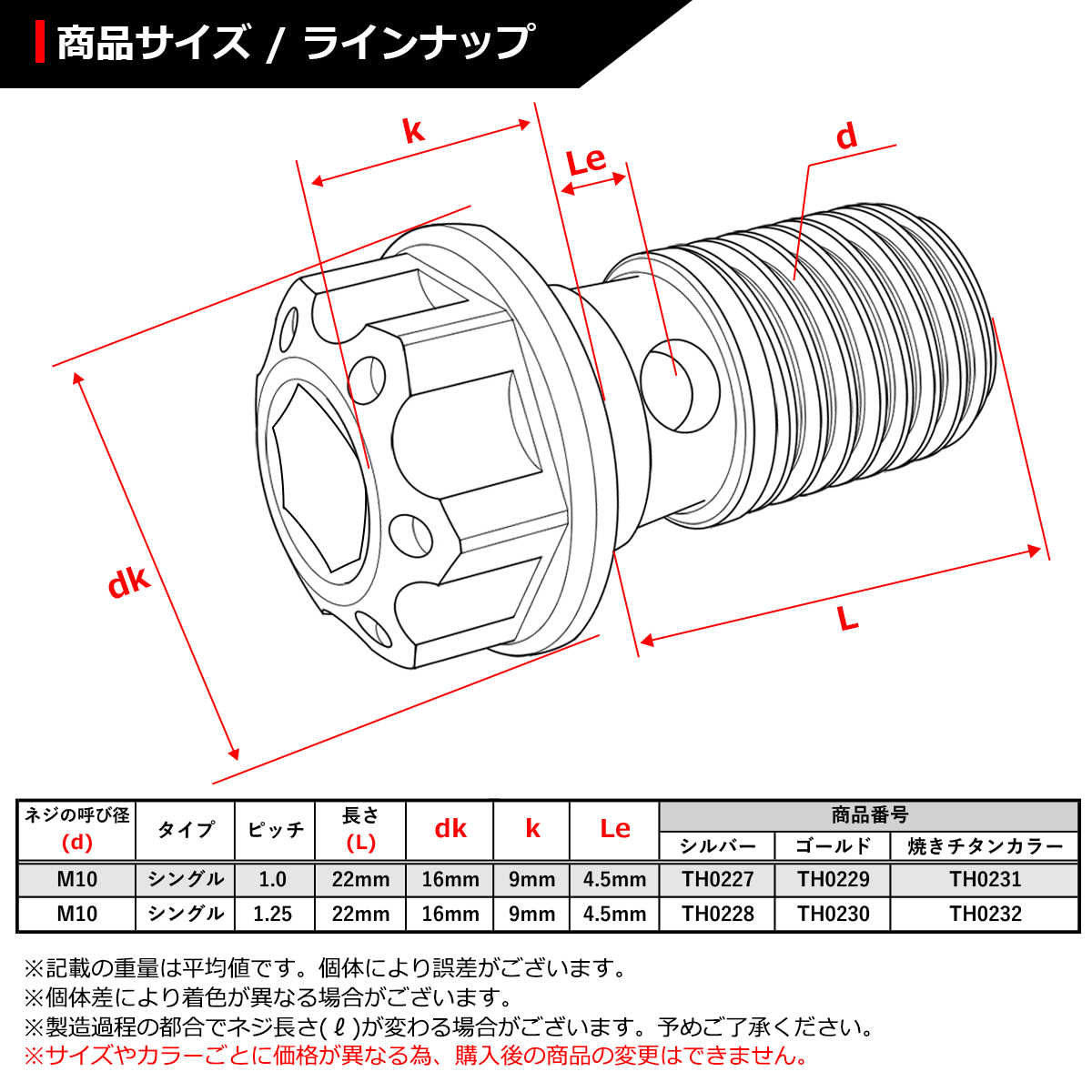 バンジョーボルト シングル M10 P1.25 ステンレス製 H4ヘッド ゴールドカラー 1個 TH0230 | ブランド登録なし | 01