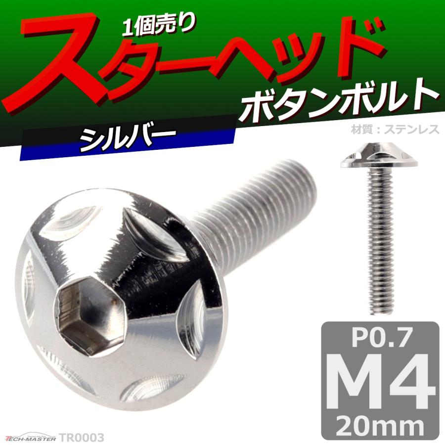 ボタンボルト M4×20mm P0.7 スターヘッド ステンレス シルバー 1個 TR0003 | ブランド登録なし | 01