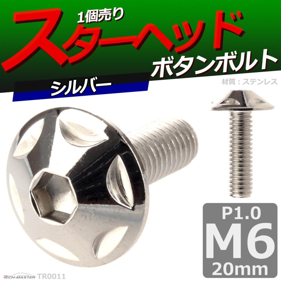 ボタンボルト M6×20mm P1.0 スターヘッド ステンレス シルバー 1個 TR0011 | ブランド登録なし | 01