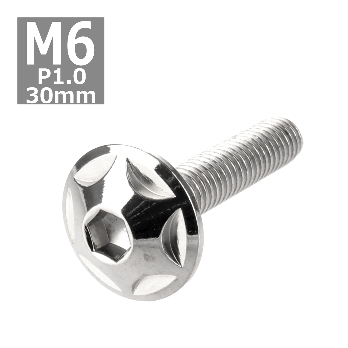 ボタンボルト M6×30mm P1.0 スターヘッド ステンレス シルバー 1個 TR0013 | ブランド登録なし