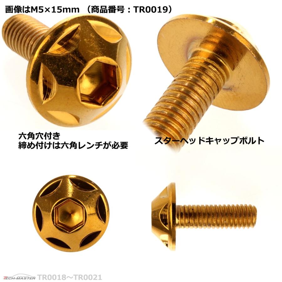 ボタンボルト M5×12mm P0.8 スターヘッド ステンレス ゴールド 1個 TR0018 | ブランド登録なし | 02