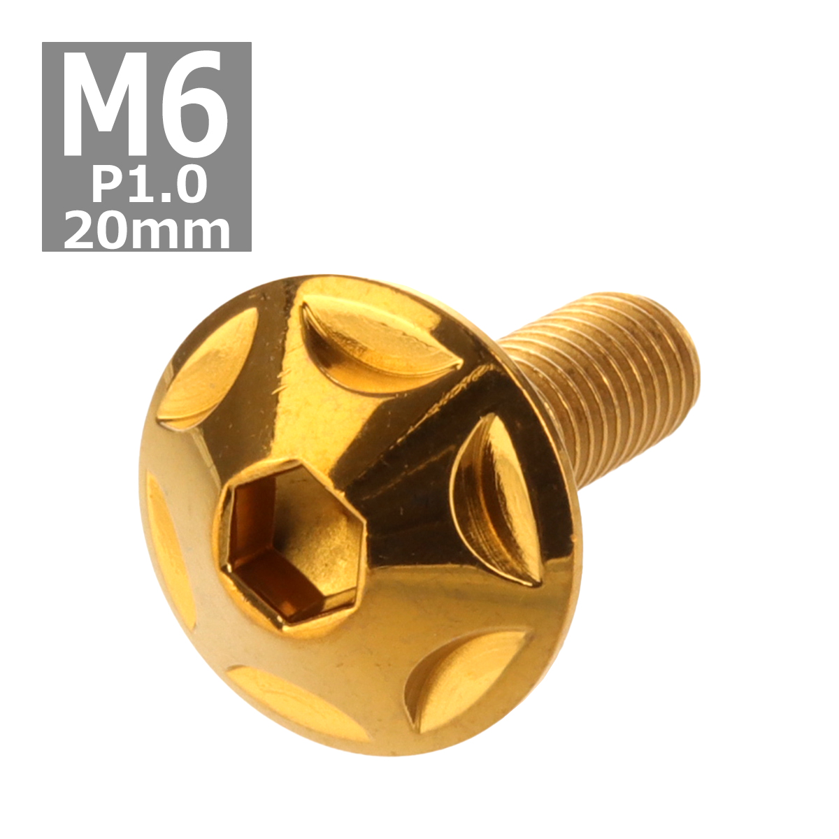 ボタンボルト M6×20mm P1.0 スターヘッド ステンレス ゴールド 1個 TR0025 | ブランド登録なし