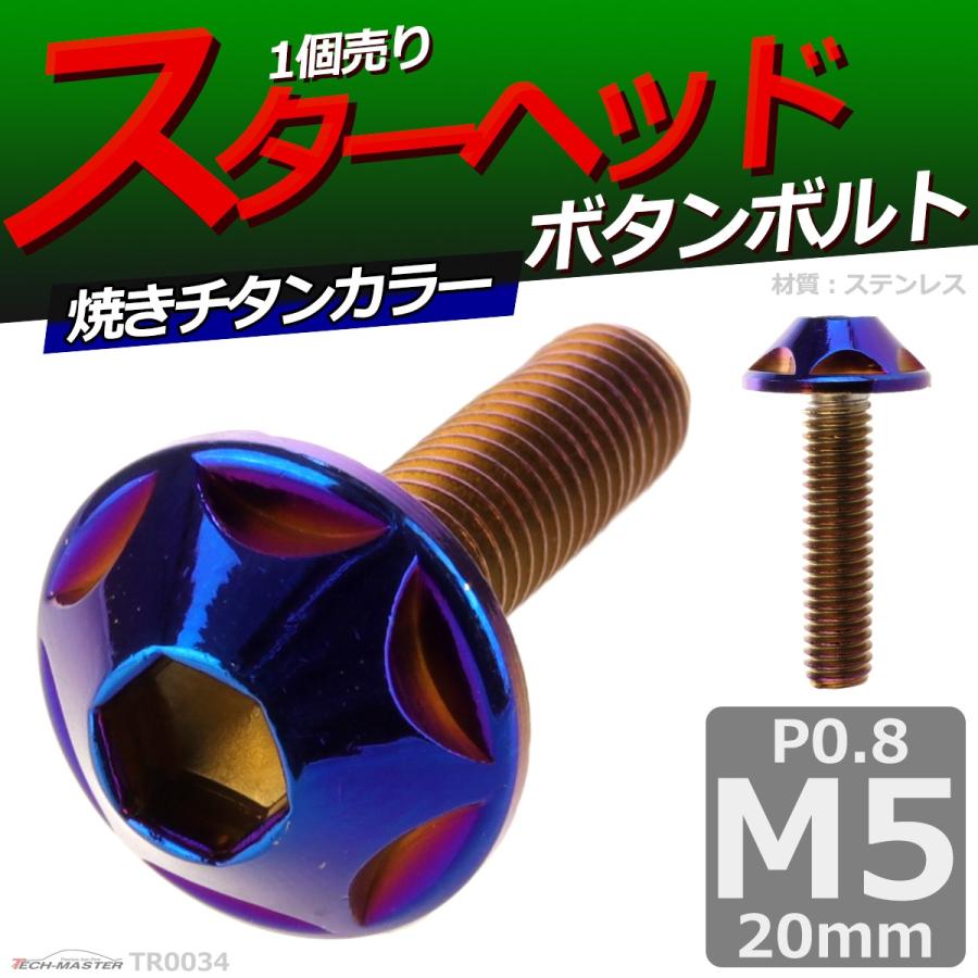 ボタンボルト M5×20mm P0.8 スターヘッド ステンレス 焼きチタンカラー 1個 TR0034 | ブランド登録なし | 01