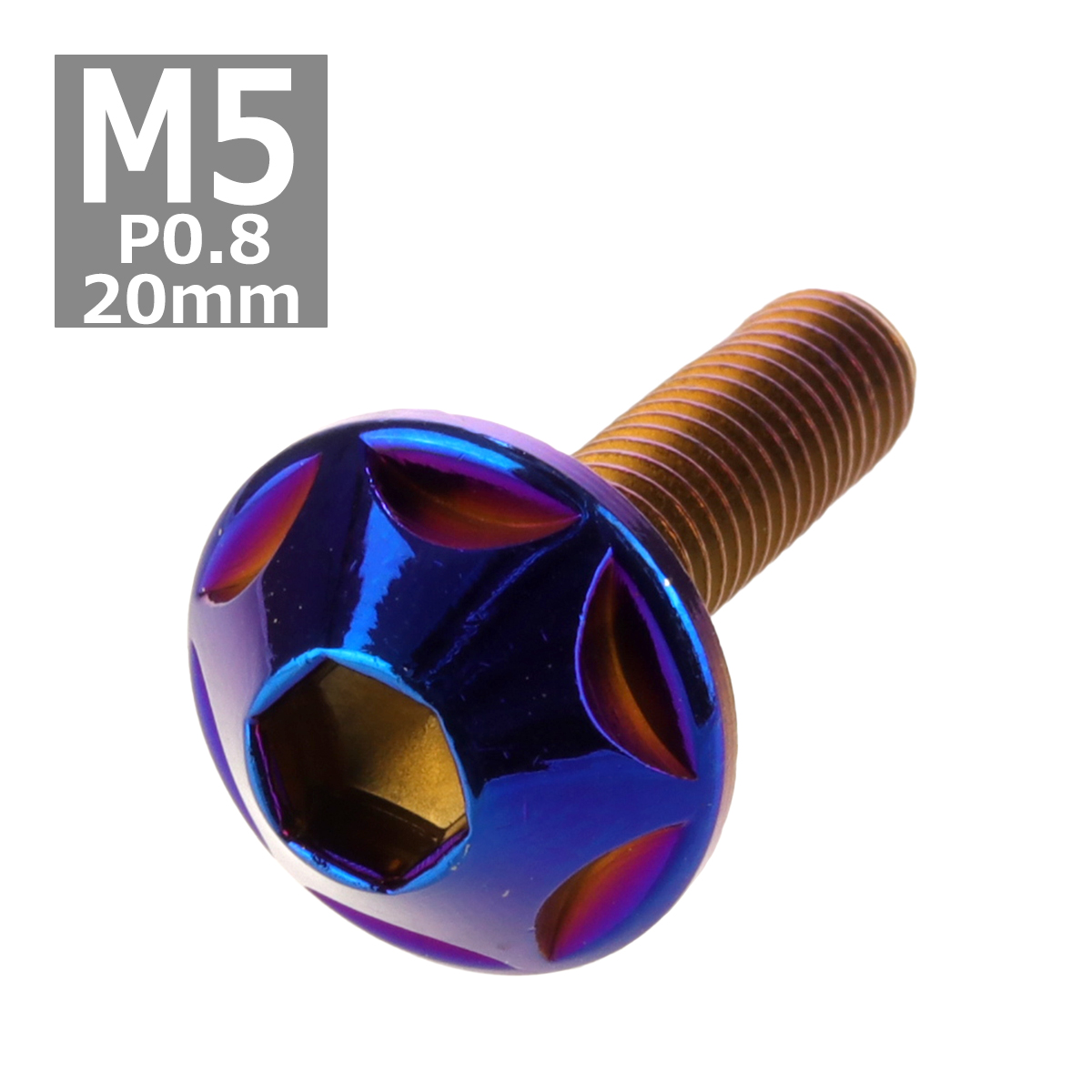 ボタンボルト M5×20mm P0.8 スターヘッド ステンレス 焼きチタンカラー 1個 TR0034 | ブランド登録なし