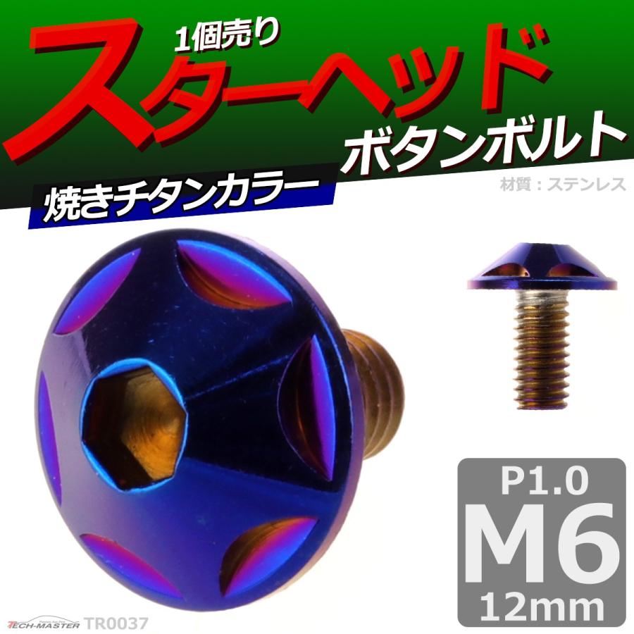 ボタンボルト M6×12mm P1.0 スターヘッド ステンレス 焼きチタンカラー 1個 TR0037 | ブランド登録なし | 01
