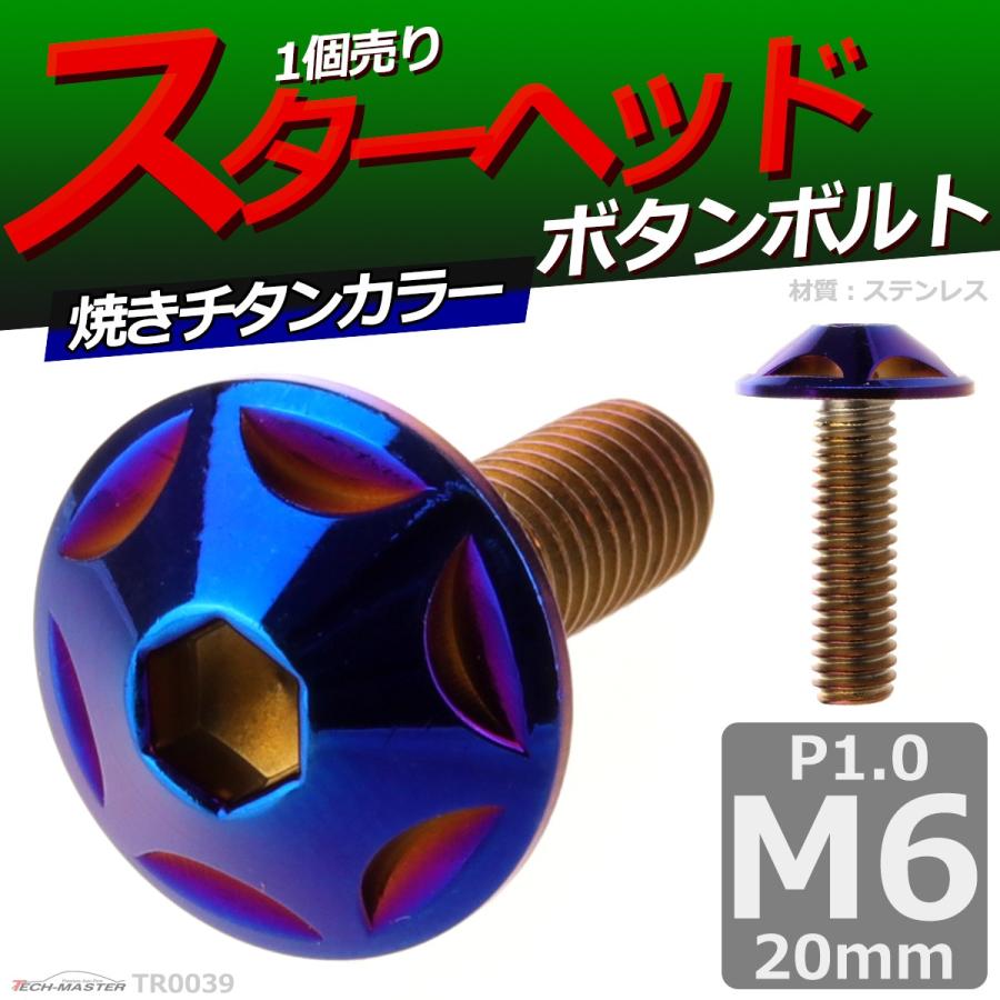 ボタンボルト M6×20mm P1.0 スターヘッド ステンレス 焼きチタンカラー 1個 TR0039 | ブランド登録なし | 01
