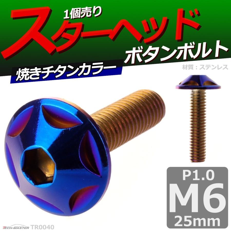 ボタンボルト M6×25mm P1.0 スターヘッド ステンレス 焼きチタンカラー 1個 TR0040 | ブランド登録なし | 01
