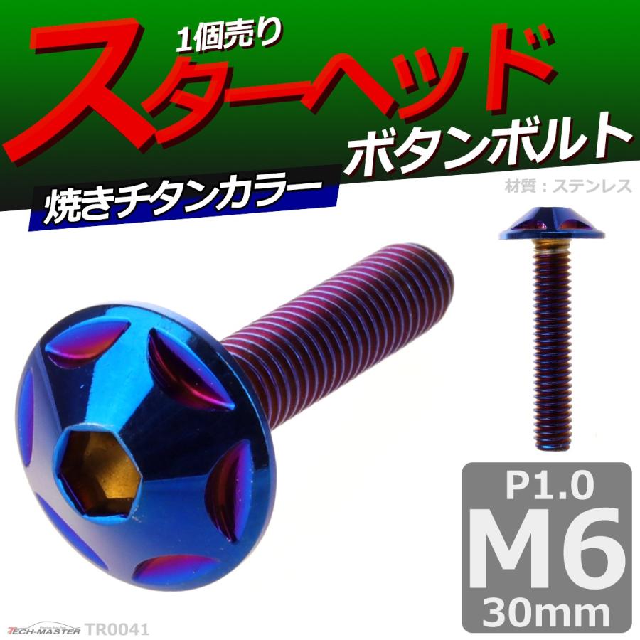 ボタンボルト M6×30mm P1.0 スターヘッド ステンレス 焼きチタンカラー 1個 TR0041 | ブランド登録なし | 01