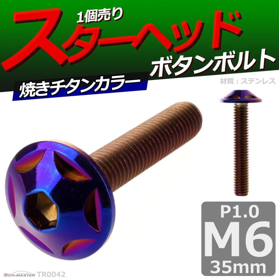 ボタンボルト M6×35mm P1.0 スターヘッド ステンレス 焼きチタンカラー 1個 TR0042 | ブランド登録なし | 01