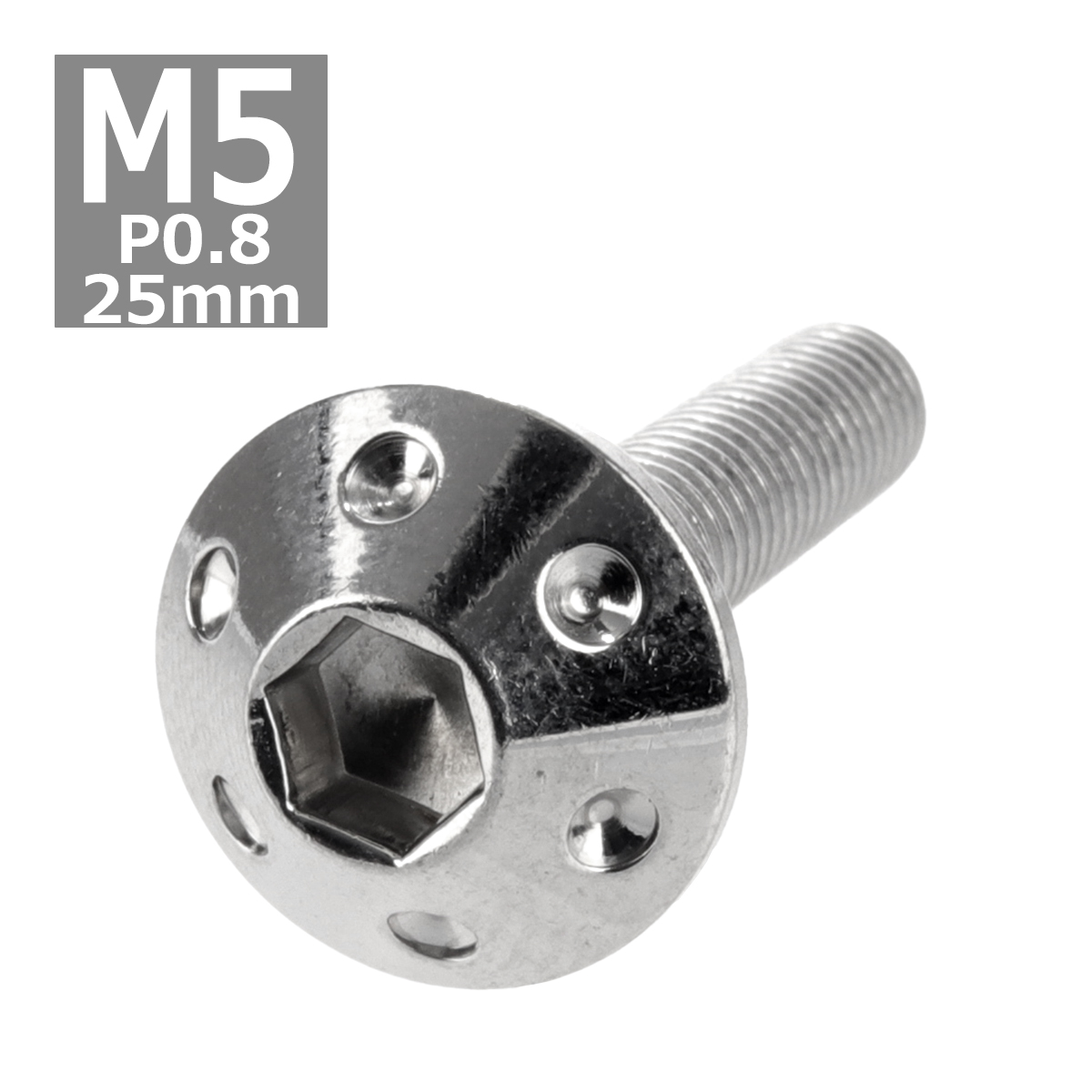 ボタンボルト M5×25mm P0.8 ホールヘッド ステンレス シルバー 1