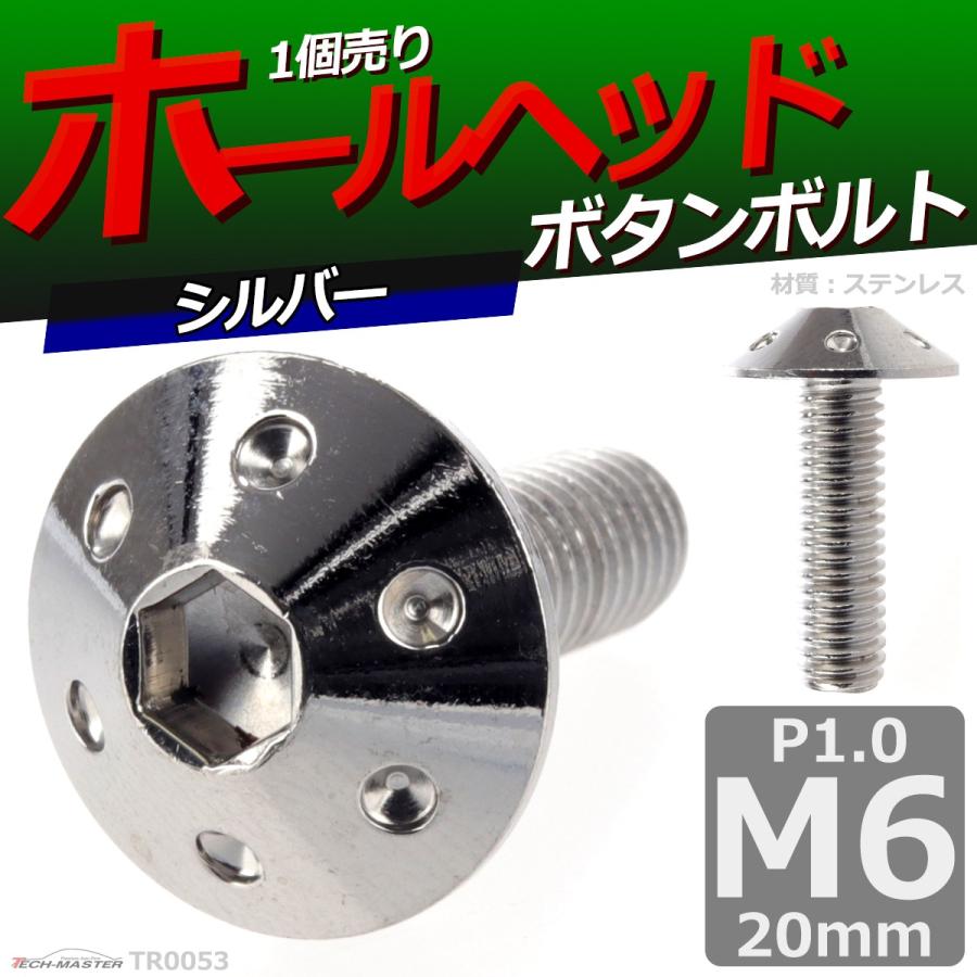 ボタンボルト M6×20mm P1.0 ホールヘッド ステンレス シルバー 1個 TR0053 | ブランド登録なし | 01