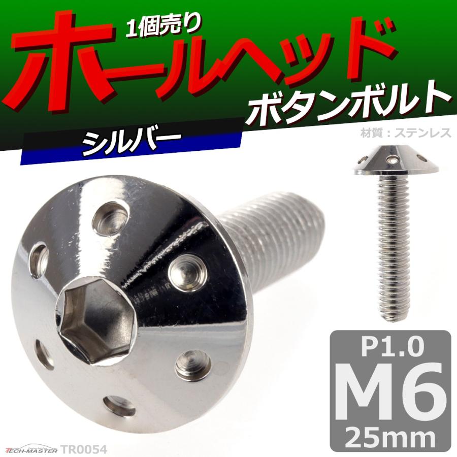 ボタンボルト M6×25mm P1.0 ホールヘッド ステンレス シルバー 1個 TR0054 | ブランド登録なし | 01