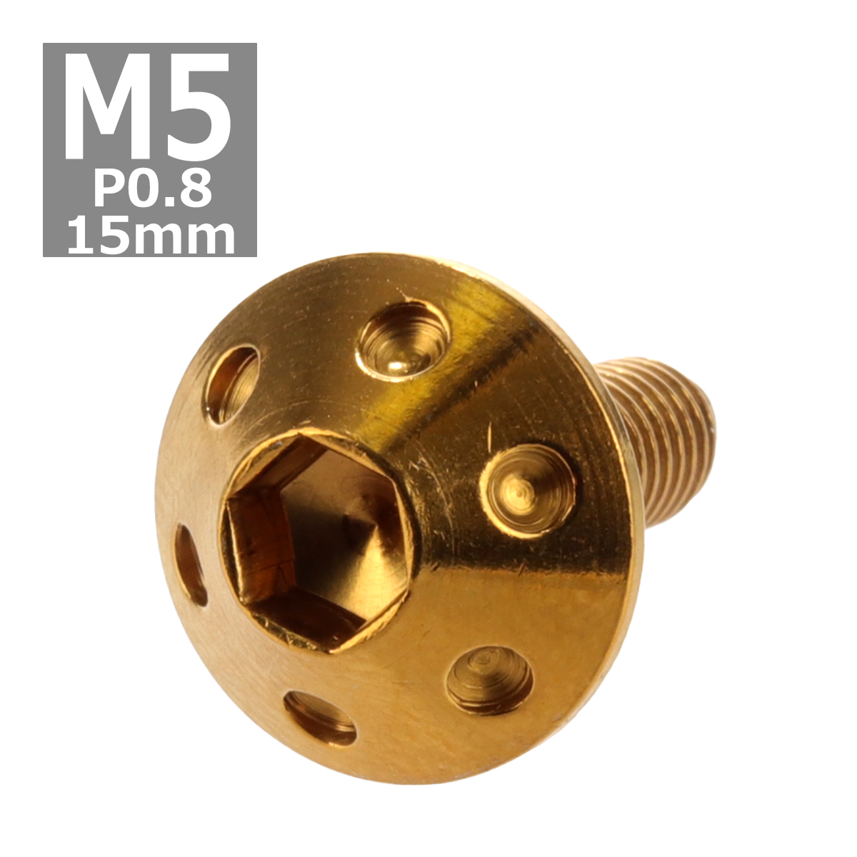 ボタンボルト M5×15mm P0.8 ホールヘッド ステンレス ゴールド 1個 TR0061 | ブランド登録なし