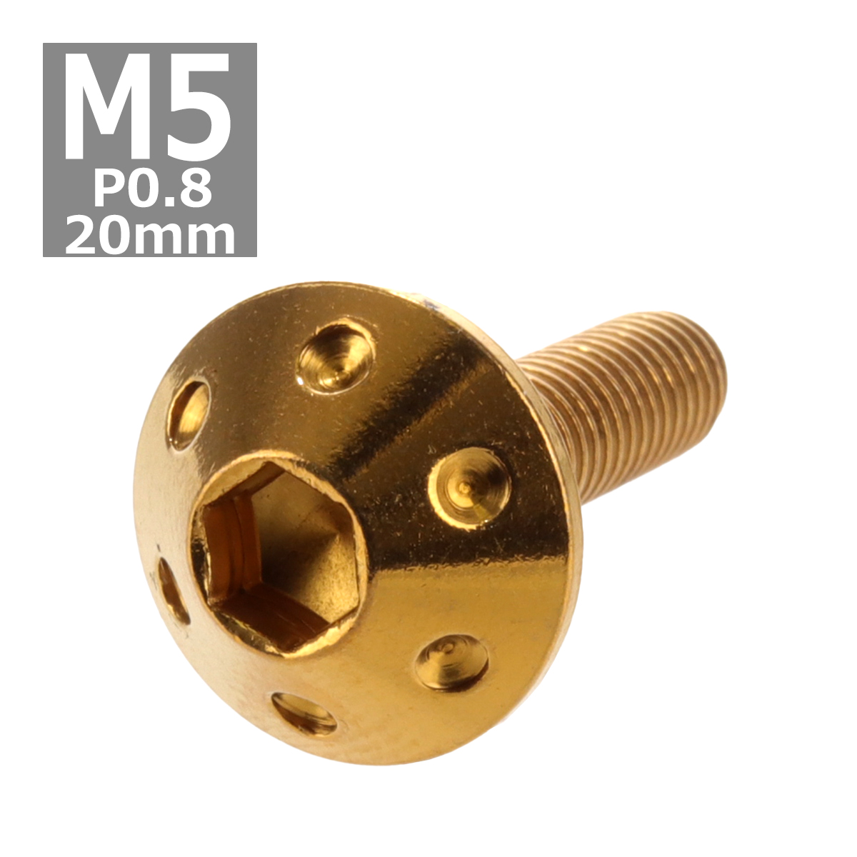 ボタンボルト M5×20mm P0.8 ホールヘッド ステンレス ゴールド 1個 TR0062 | ブランド登録なし