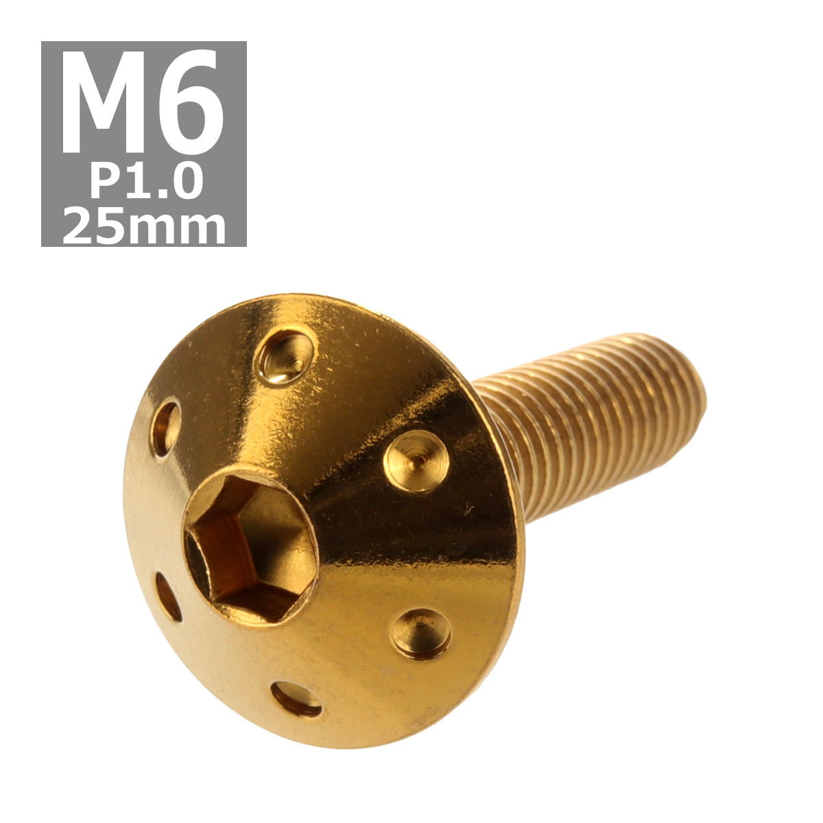 ボタンボルト M6×25mm P1.0 ホールヘッド ステンレス ゴールド 1個 TR0068 | ブランド登録なし
