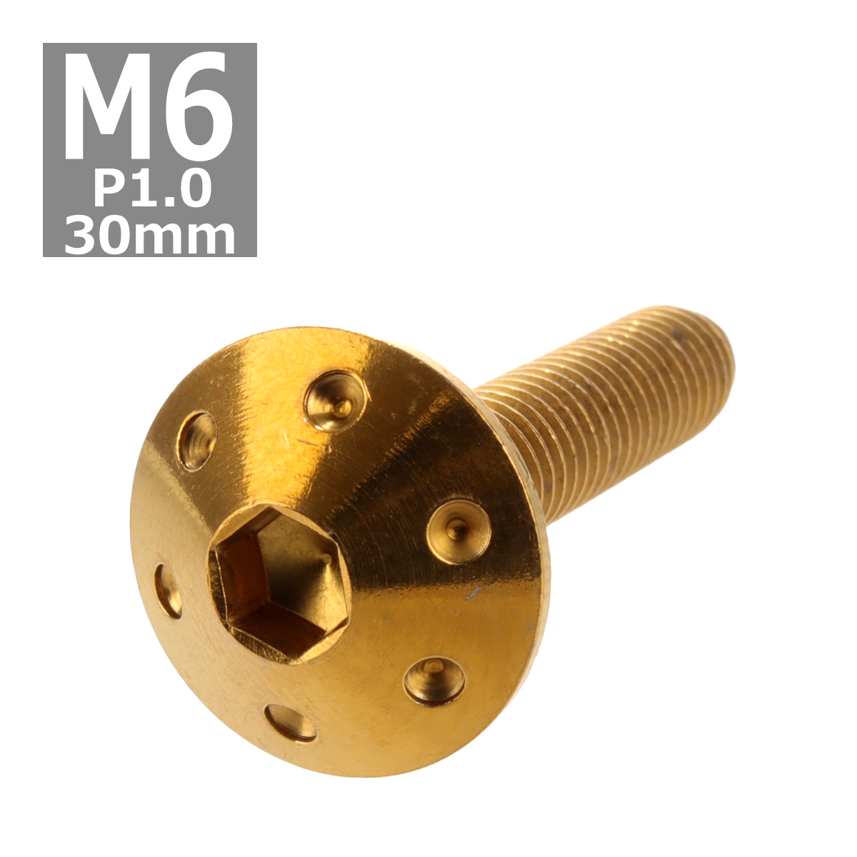 ボタンボルト M6×30mm P1.0 ホールヘッド ステンレス ゴールド 1個 TR0069 | ブランド登録なし