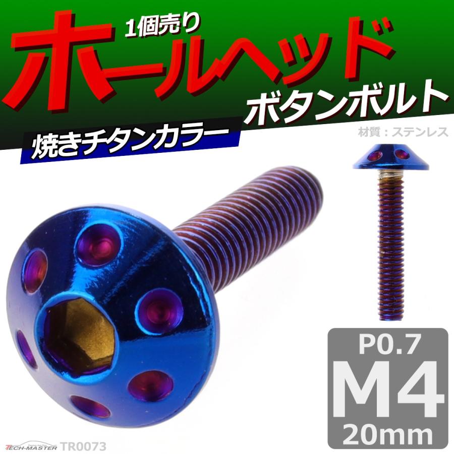 ボタンボルト M4×20mm P0.7 ホールヘッド ステンレス 焼きチタンカラー 1個 TR0073 | ブランド登録なし | 01