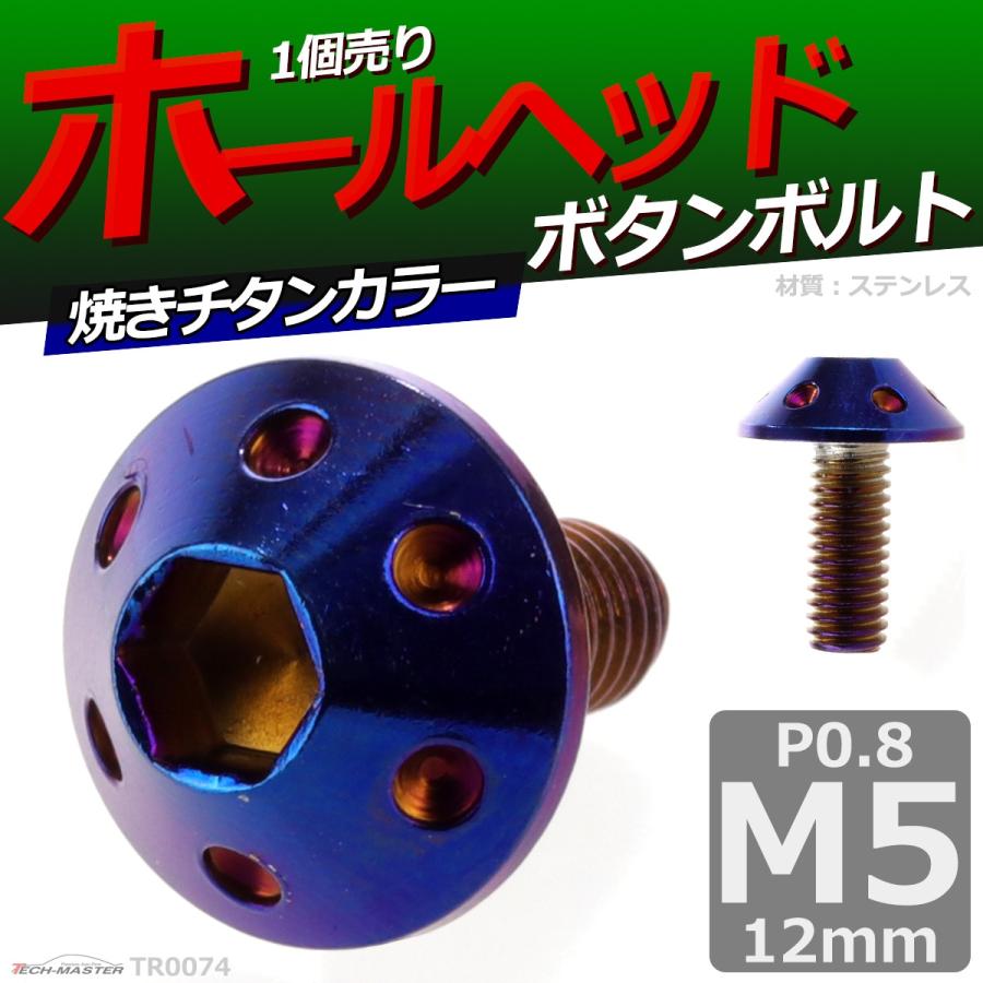 ボタンボルト M5×12mm P0.8 ホールヘッド ステンレス 焼きチタンカラー 1個 TR0074 | ブランド登録なし | 01