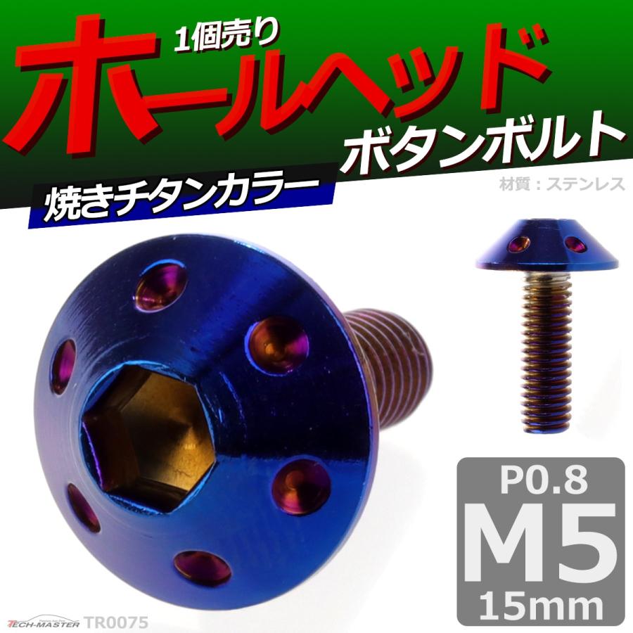 ボタンボルト M5×15mm P0.8 ホールヘッド ステンレス 焼きチタンカラー 1個 TR0075 | ブランド登録なし | 01