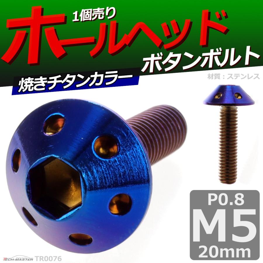 ボタンボルト M5×20mm P0.8 ホールヘッド ステンレス 焼きチタンカラー 1個 TR0076 | ブランド登録なし | 01