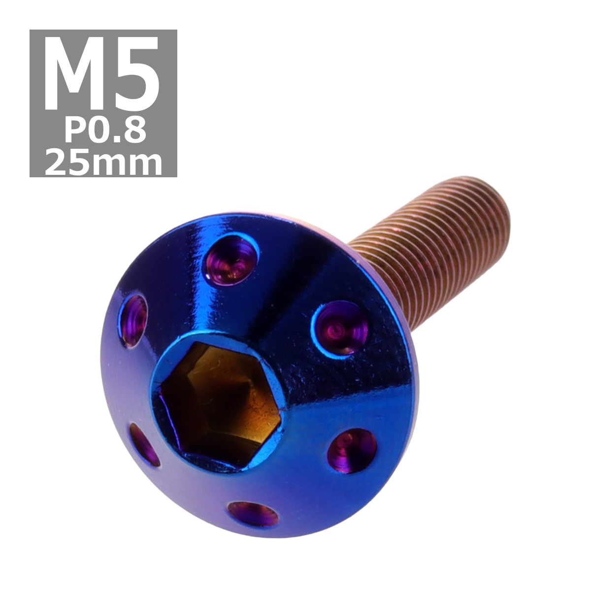 ボタンボルト M5×25mm P0.8 ホールヘッド ステンレス 焼きチタンカラー 1個 TR0077 | ブランド登録なし