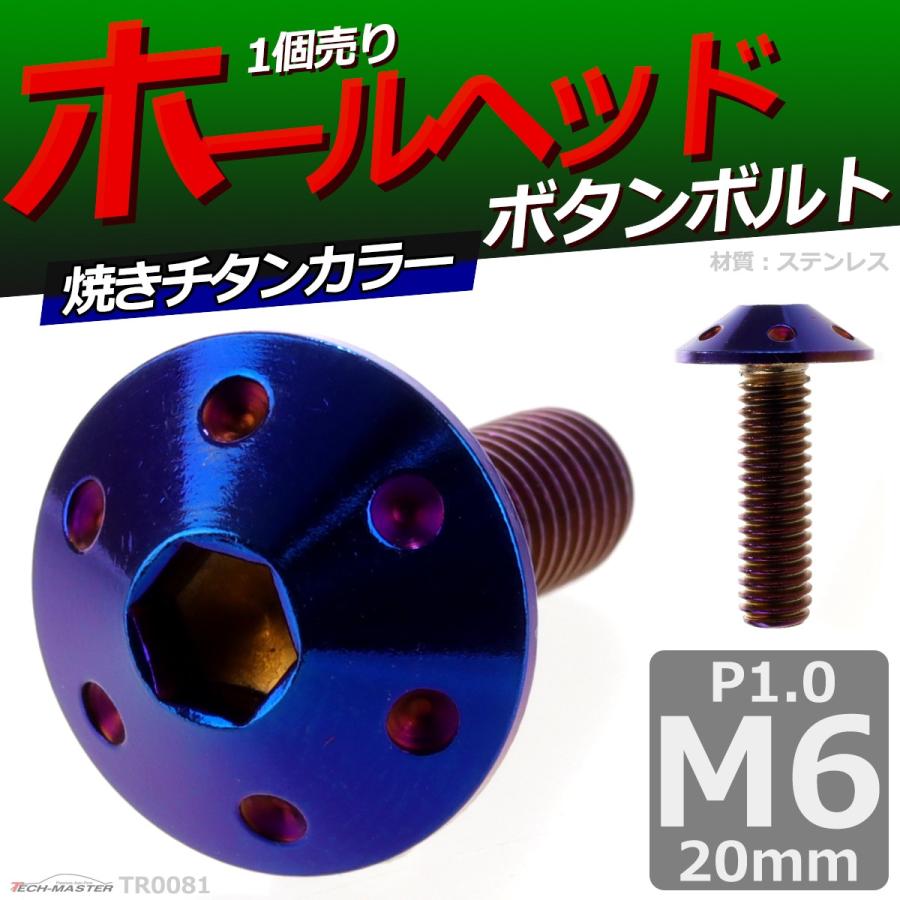 ボタンボルト M6×20mm P1.0 ホールヘッド ステンレス 焼きチタンカラー 1個 TR0081 | ブランド登録なし | 01