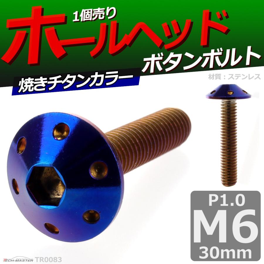 ボタンボルト M6×30mm P1.0 ホールヘッド ステンレス 焼きチタンカラー 1個 TR0083 | ブランド登録なし | 01