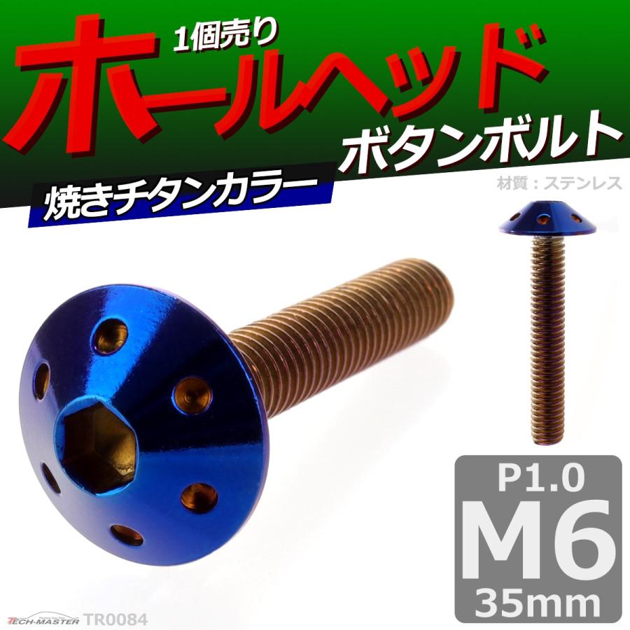ボタンボルト M6×35mm P1.0 ホールヘッド ステンレス 焼きチタンカラー 1個 TR0084 | ブランド登録なし | 01