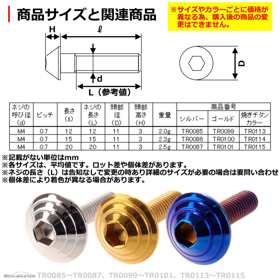 ボタンボルト M4×12mm P0.7 シェルヘッド ステンレス シルバー 1個 TR0085 | ブランド登録なし | 03