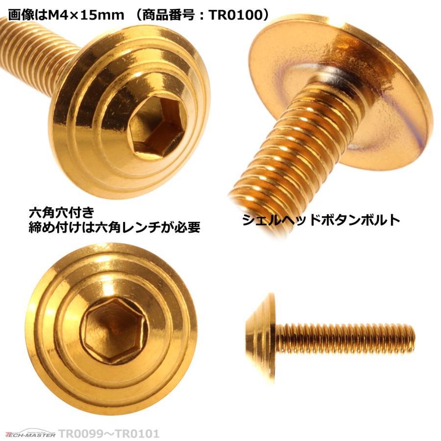 ボタンボルト M4×12mm P0.7 シェルヘッド ステンレス ゴールド 1個 TR0099 | ブランド登録なし | 02