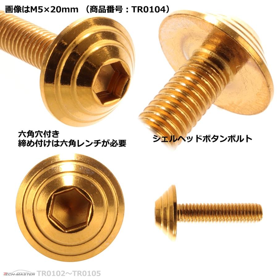 ボタンボルト M5×12mm P0.8 シェルヘッド ステンレス ゴールド 1個 TR0102 | ブランド登録なし | 02