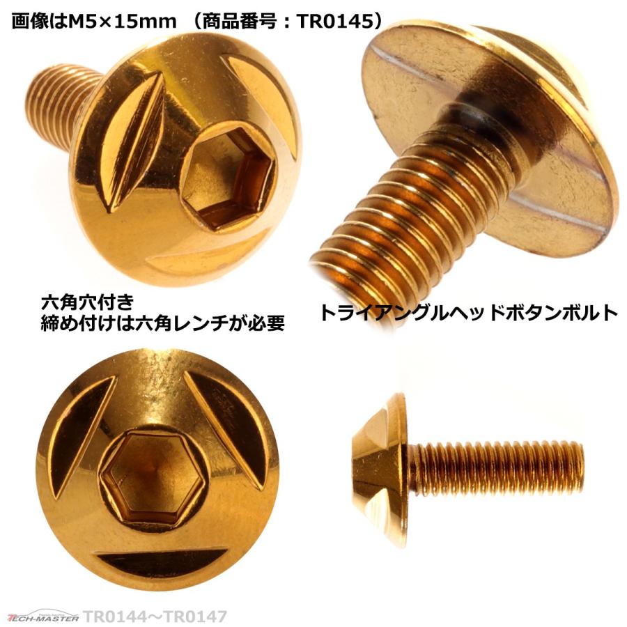 ボタンボルト M5×20mm P0.8 トライアングルヘッド ステンレス ゴールド 1個 TR0146 | ブランド登録なし | 02