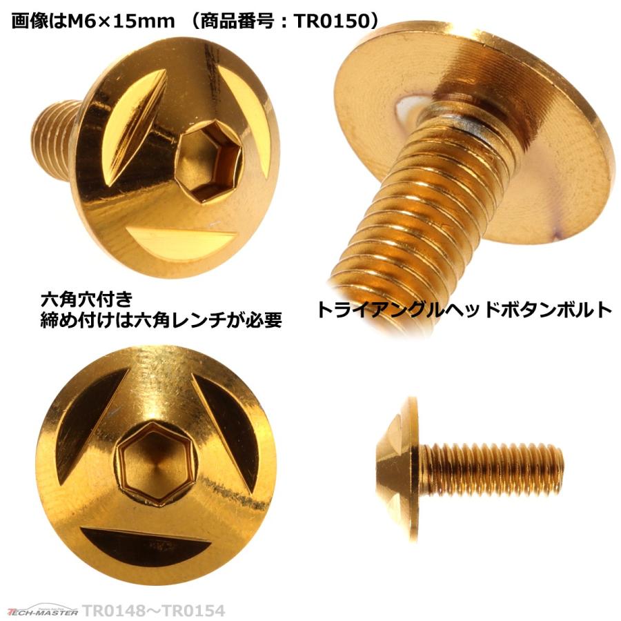 ボタンボルト M6×15mm P1.0 トライアングルヘッド ステンレス ゴールド 1個 TR0150 | ブランド登録なし | 02