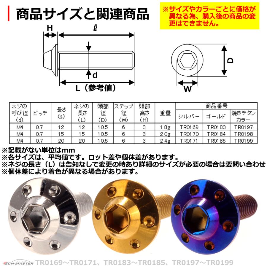 ボタンボルト M4×15mm P0.7 ホールヘッド H-1 ステンレス ゴールド 1個 TR0184 | ブランド登録なし | 03