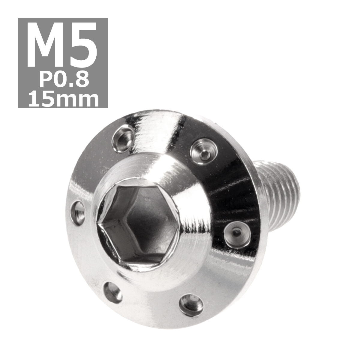 ボタンボルト M5×15mm P0.8 ホールヘッド H-1 ステンレス シルバー 1個 TR0173 | ブランド登録なし