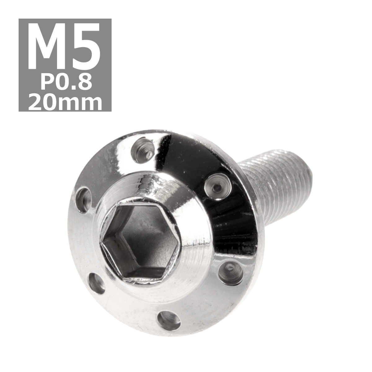 ボタンボルト M5×20mm P0.8 ホールヘッド H-1 ステンレス シルバー 1個 TR0174 | ブランド登録なし