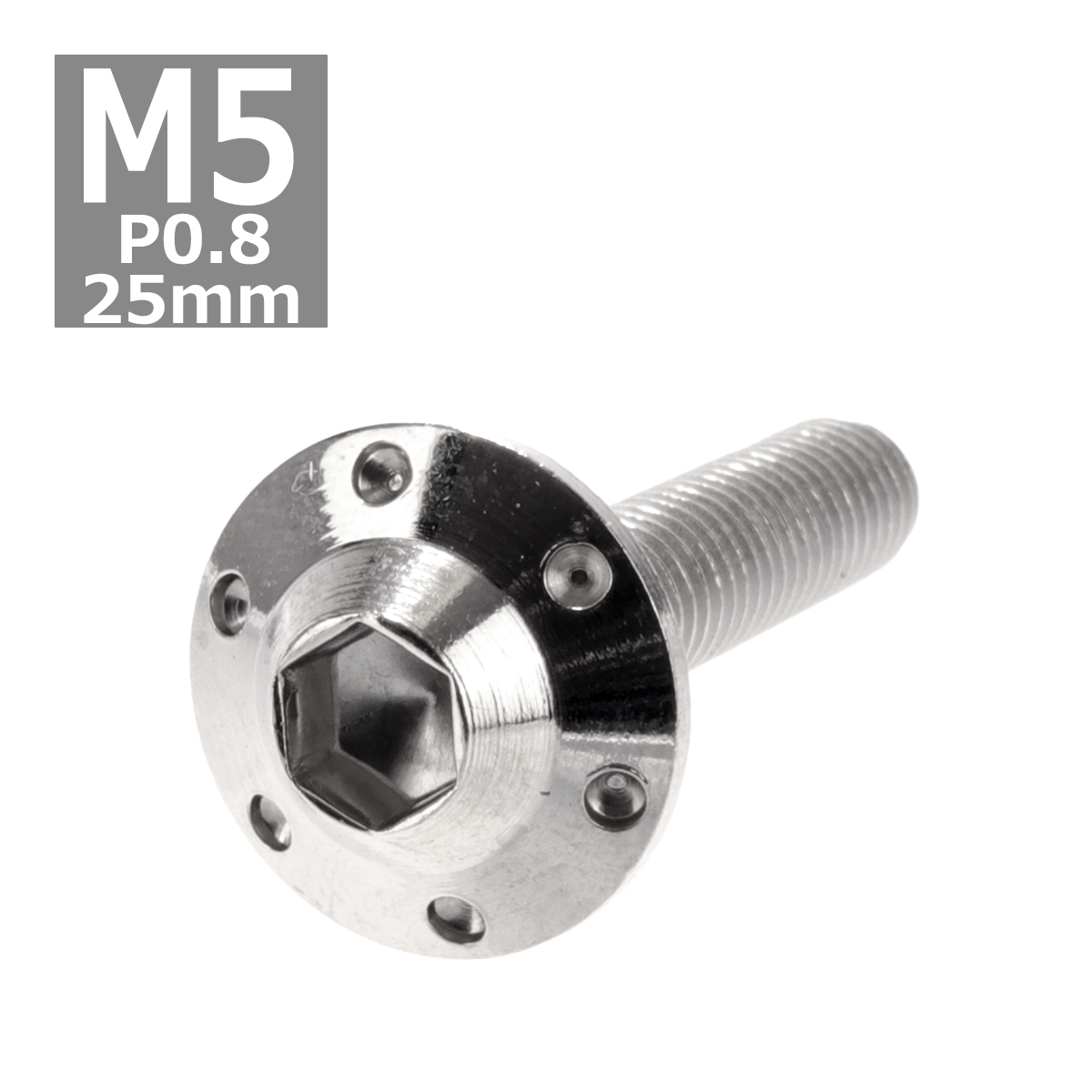 ボタンボルト M5×25mm P0.8 ホールヘッド H-1 ステンレス シルバー 1個 TR0175 | ブランド登録なし