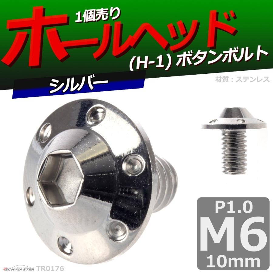 ボタンボルト M6×10mm P1.0 ホールヘッド H-1 ステンレス シルバー 1個 TR0176 | ブランド登録なし | 01